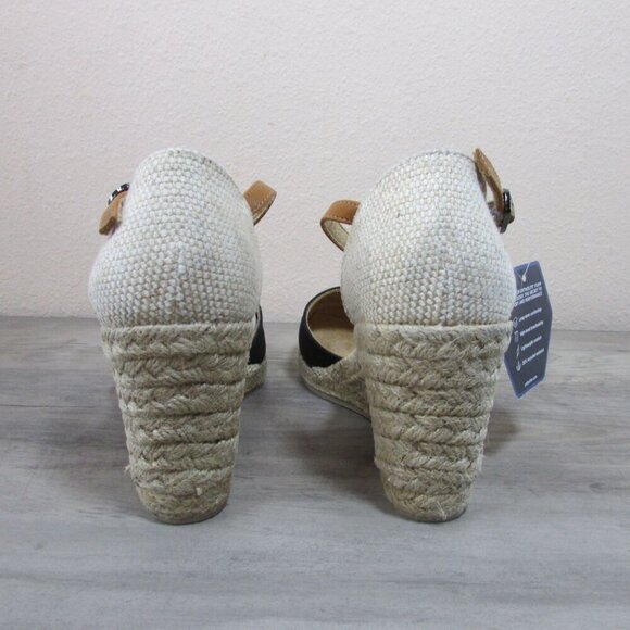 Croft & Borrow Women's 6 Ortholite ECO Georgina Espadrille Wedge Black - Picture 3 of 4